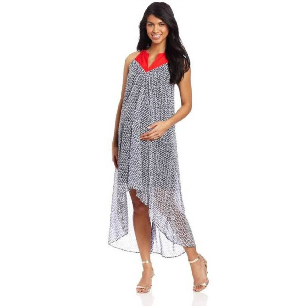 Maternal America Women's Maternity Patterned Sleeveless Racerback Dress. Size‎ S